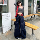 Vintage | Slash Design | Wide-Legged Denim Trousers Cownim Trousers