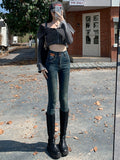 Cement Gray Trousers Women 2026 Autumn New Design Feel Lumbar Scalp Card Plus Velvet Buckle Pencil Pants