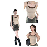 10119# Summer New Color Pseudonymic Two Sling Vests With Chest Cushions On The Back Of The Bow Hollow