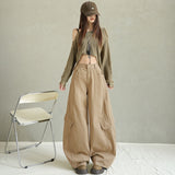 Autumn New Green Loose Broad-Legged Trousers Women High-Waist Casual Trousers Lengthened Thin
