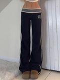 Autumn And Winter New Basic Simple Wide-Sided Striped Low-Rise Leisure Pants Women's Match Digital Sweatpants
