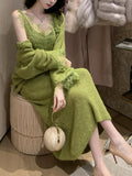 Toronto's Autumn V-Neck Wool Knitted Dress Lazy Sweater Suit Women's Dress