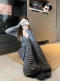 Lazy Slackened Striped Pants Women 2026 New Autumn And Winter Loose Leisure Broad Leg Pants High Waist Drag Glutinous Rice Pants