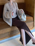 Friy Holiday_Fluor Hoarding Paper Fascery Side Open Fork Soft-Cutter Wool Skirt Thin Artifact