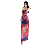 Net Yarn Dyed Sling Dress Women 2026 New French Seaside Vacation Waist Thin Ass And Hips Temperament