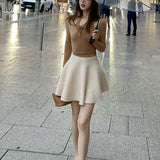 Audrey Delicate Girl Is Elegant Taut Wool Umbrella Skirts Slimy Skirt Autumn And Winter Pure Color