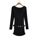 Gentle Sister French Knitting Dress Women Autumn And Winter Repair Waist Plus Velvet V-Neck Temperament Bag-Guff Dress