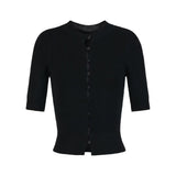 Korean Temperament Sleeve Knitted Cardigan Blouse Spring And Summer New Round-Neck Foundation Bottoming Shirt Short-Sleeved T-Shirt Girl