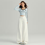 White Broad-Legged Jeans Women's New High-Rise Slim Lazy Windy Tug Trousers In Spring 2026