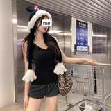 1092 # Pure Lust Lace! External Expansion Chest Waist Fine Grinding Hair Warm Vest Bra Woman With Chest Pad Autumn