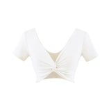 Hottie Sexy V-Neck Umbilly T-Shirt Lady Jazz Dance Sweet Spicy Tight Dance Blouse Short Sleeve T-Shirt