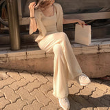 Beverly Old Money Slack Ceiling Rich Family Golden Wool Knitted Fashion Set