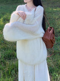 Ma Hai Mao And Female Star Import Ultra-Young Horse Sea Series Loose Long-Sleeved Velvet Sweater