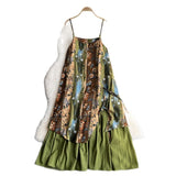 Spring And Summer 2025 New Yunnan Xinjiang Seaside Tourism Photo Bohemia Oil Painting Strapped Long Skirt Set