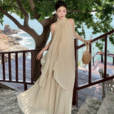 Seaside Holiday Dress 100 Folded Dress Dress High Atmosphere To Take Pictures Goddess Wearing Sexy Fairy Suit Dress