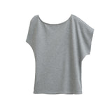 Spice Girls Fashion Slanted Shoulders Loose Short-Sleeved T-Shirt Girls Summer New Design Feel Skinny Shoulder