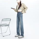 9592 High-Rise Wide-Legged Jeans Women 2025 New Pear-Shaped Body Thinning Narrow Version Of Straight Pants Thin