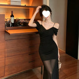 2026 Sexy Babes Dress Sexy Low-Breasted Dress Folded Long Bag Hip Skirt