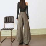 Vintage Babes Scissors Trousers With Thin Pockets Wide-Legged Workwear Trousers