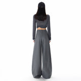 2026 Autumn New Wide-Legged Trousers Women's Loose Folding Casual Casual Pure Color Straight-Tight Trousers Women Thick