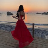 2025 Other Side Flower Design Feeling Waist Lotus Leaf Side Dress Dress Sanya Holiday Temperament Dress