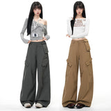 Yaxian Hottie | Trendy Design Empathic Broad Leg Pants Women's Lean Pockets Thin Leisure Trousers Length Eichun