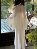 [Snow] National Wind Clear Cold Feeling V-Neck Lace A Set Of Slanted Fish Tail Half-Dress Suit