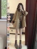 Qaqi Color Long Wind Coat Woman 2025 New Look This Year's Popular Explosion Small Korean
