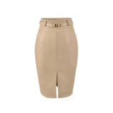 Korean Version Of The Famous Sexy Temperament Pu Skin Repair Kite Half Skirt In Front Of The Fork Half Skirt Lightly Fashionable Thin Midskirt