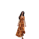 Suitable For Travel To Thailand To Wear Seaside Holiday Temperament Print V Collar Dress Bohemian Beach Dress Summer