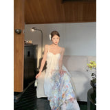 2025 New Chinese-Style Bustling Ribbon Holiday Dress Girl Summer Pure Sexy Sling Travel Holiday Dress