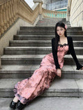 Hottie Sexy Print Sling Dress Pure Lust Lace Side Temperament To Show Thin Holiday Dress