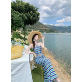 2025 New Striped Tianfian Group Knitted Neck Vest Women's Summer Letter Bag Hip Skirt Suit