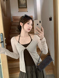 Korean Lazy Sun Protection Suit Women Summer Hanging Neck Vest Women Outside Kinest Long-Sleeved Shirt Top Two Sets