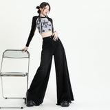 Wash Retro Subculture Black Gray Broad-Legged Jeans Women Sweeping Pants Elephant Leg Trousers Feet On The Feet