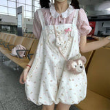 Sweet And Cute Butterfly Cute Flower Backs Pink Plaid Doll T-Shirt Summer New Set