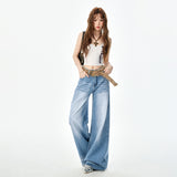 2026 New Hottie Crease To Make Old Water Wash Jeans Drag Floor Thin Loose Straight Broad Leg Pants