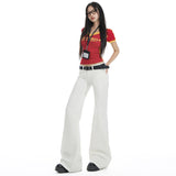25Th Ootd! Hot Girl White Low-Waisted Micro-Tight Jeans Women's Spring And Summer New Elastic Straight Horn Trousers