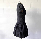 Vintage Wears The College Style Lace Side Spliced Blue Retro Shirt Dress Ancient Style Skirt