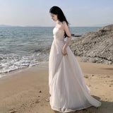 Diamond Chiffon + Ribut + Retro Sling Dress Summer Court Temperament Daily Can Wear Light Luxury Mesh Dress Woman