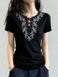 Spring And Summer Bohemian Short-Sleeved Female Round Collar Embroidery Design Thin Fabric Loose Holiday Style