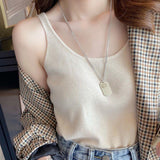 Sling 2026 Summer New Short-Term Slimming Ice Silk Knitted Vest Women Sleeveless Top