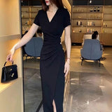 French Hepburn Black Sexy Dress 2025 New Women's Summer Irregular Design Feel Waist-Up Dress