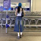 2026 Spring New Retro Casual Relaxation Loose Broad Leg Pants Languide Trousers Languibs Languiled Languide Seven-Point Trousers Woman