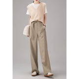 Spring 2025 New Women's Loose Thin High-Waisted Broad-Legged Straight Suit Pants Casual Drag Floor Pants Women