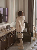 Et-Bunny Fur Coat Women's Winter New Loose Fur Short Top Hoodie / Collar