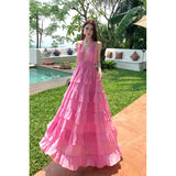 2026 Pure Lust Wind Hanging Back Line Fairy Dress Woman Seaside Lotus Leaf Side Hanging Dress