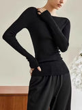 Germany Imported 100 Woolen Knitted Shirt Fashion Simple Word Collar Thin Wool Sweater Set On Top Of The Woman