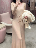 The Elegant Beauty Of Acetate Cashmeal Wool Soft Hanging Knitted Dress Women Autumn And Winter New