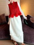 [Flower Skirt] Three-Dimensional Fluffy Fluffy Wool Rabbit Hairwood Ear Cocoon Knitted Skirt Autumn Winter Half Skirt